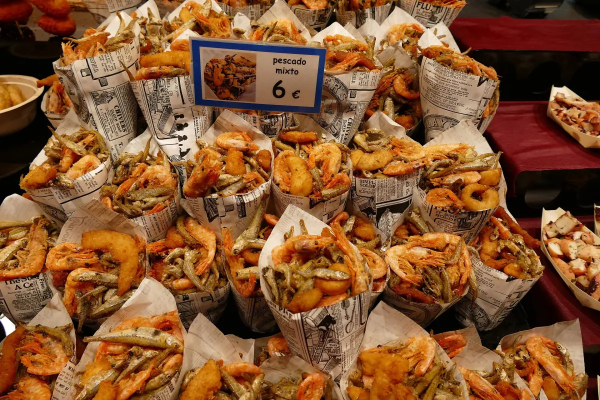 Fried snacks at La Boqueria