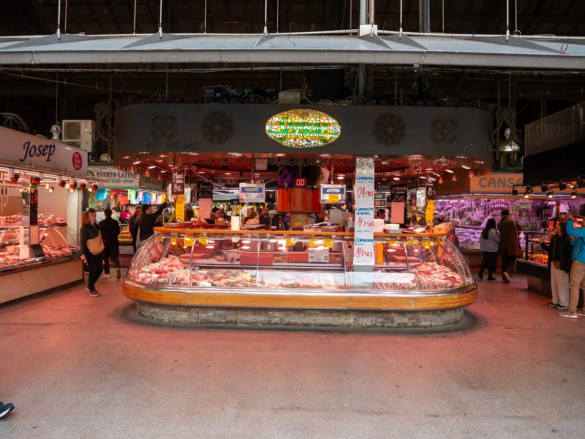 Inside the market hall of La Boqueria