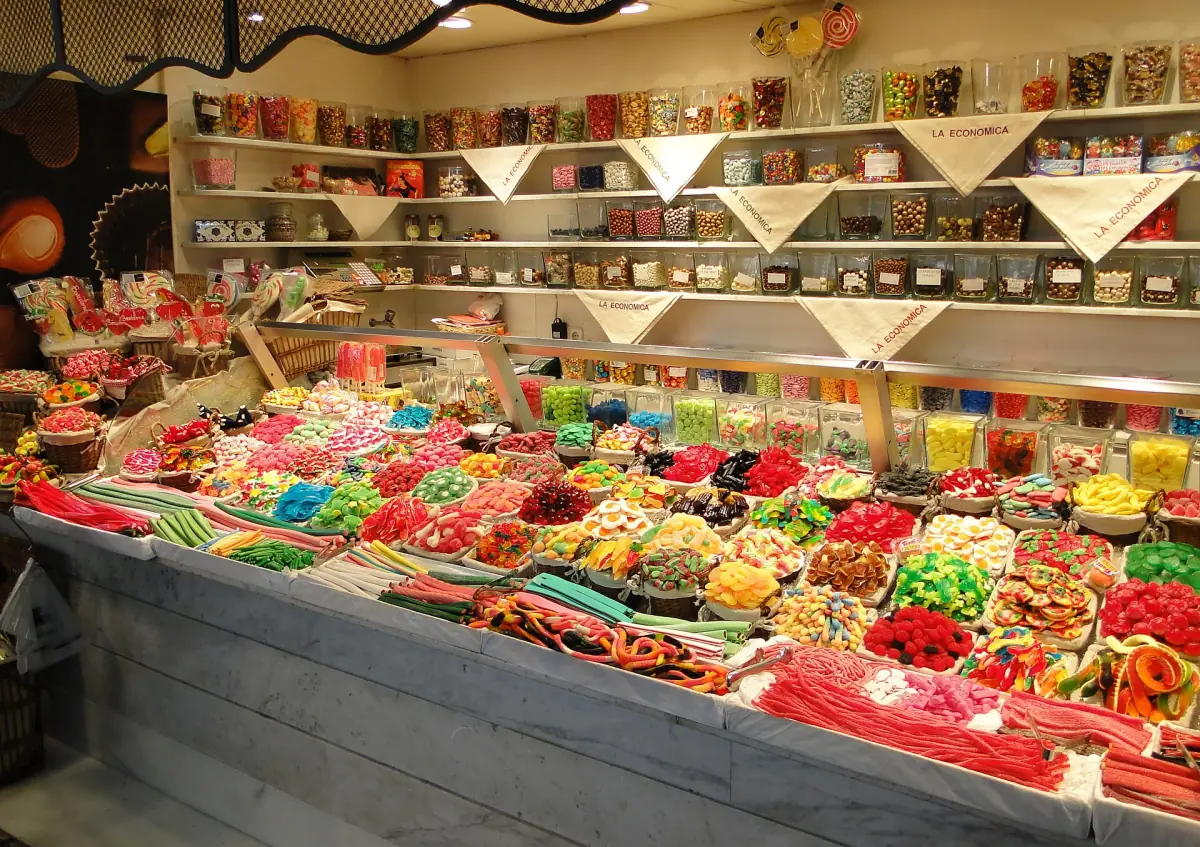A sweet stall in La Boqueria