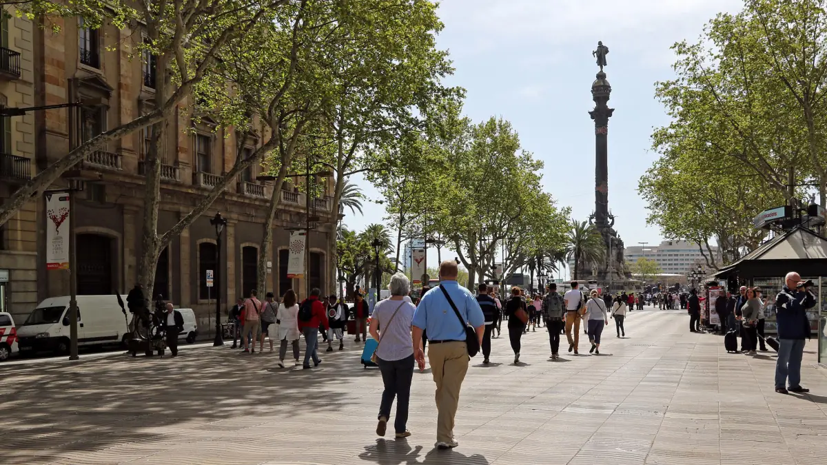 The lower end of La Rambla