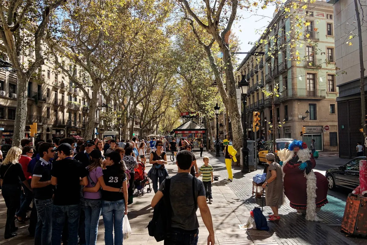 La Rambla under its plane trees