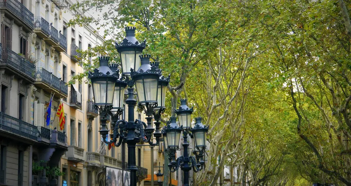 Street lamps on La Rambla
